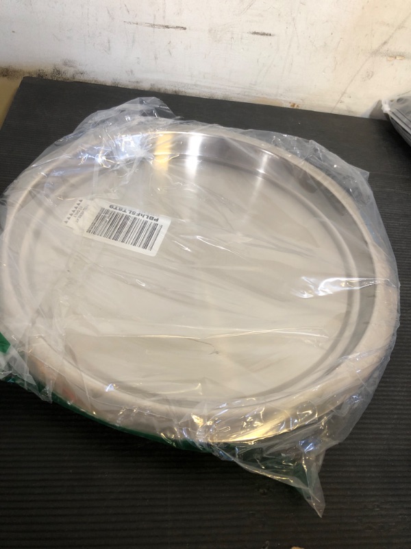 Photo 1 of American Metalcraft SSBT14 Stainless Steel Round Bar Serving Tray, Silver, 14-Inches