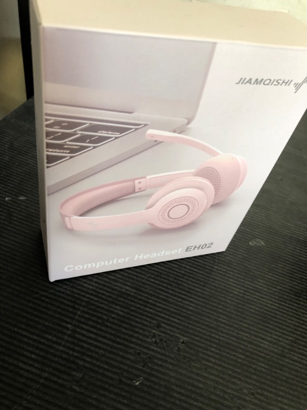 Photo 1 of JIAMQISHI Wireless Headset with AI Noise Cancelling Microphone Bluetooth Headset - Bluetooth V5.2 Headphones with USB Dongle & Mic Mute for Computer/Laptop/PC/iPhone/Android/Cell Phones (Pink)