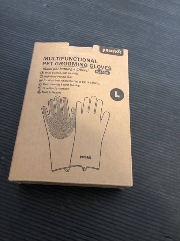 Photo 1 of Pecute Pet Grooming Gloves Large, Heat Resistant Cat Bathing Gloves with High-Density Teeth, Silicone Dog Bathing Gloves with Enhanced Five Finger Design, for Washing, Bathing, and Massaging