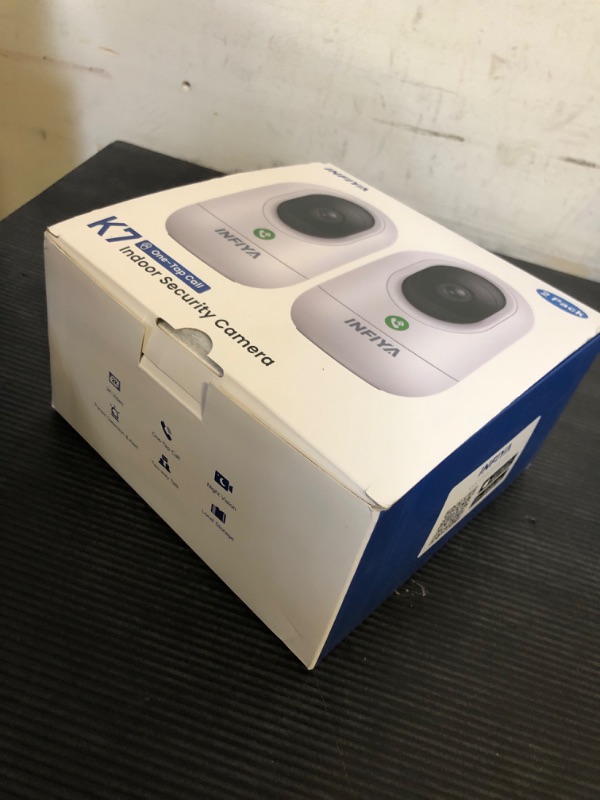 Photo 1 of INFIYA 2K Security Camera Indoor-360 Cameras for Home Security and One-Tap Call, Elderly/Cat/Baby/Nanny, Motion Alert, Intelligent Tracking, 2.4GHz WiFi Only, Work with Alexa/Google Home, K7 2Pack