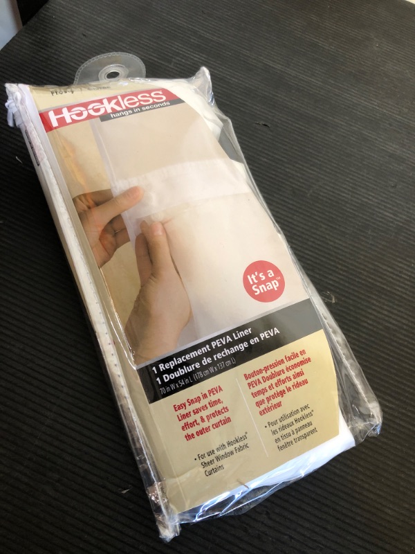 Photo 1 of Hookless It's A Snap! Plastic PEVA Snap-In Replacement Shower Curtain Liner for Hookless Curtain with Sheer Window, 70" x 54", Water-Repellent, Easy Install, Frost