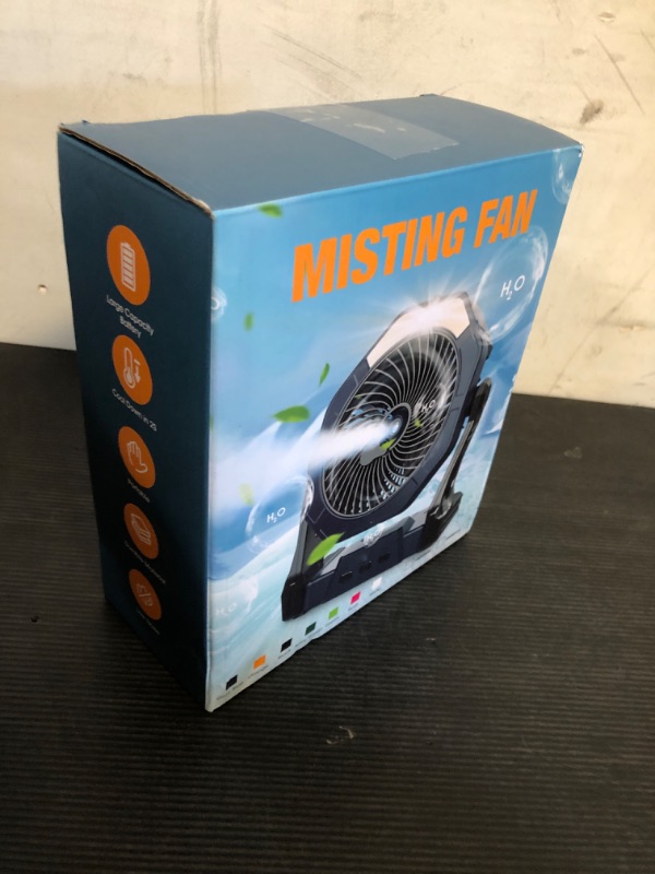 Photo 1 of Ausic Portable Misting Fans for Outside, Outdoor Camping Fan with Water Spray 250ml, 8 Inch Batery Operated Rechargeable Fan, Cooling Fans with LED for Patios, Beach, Tents, Travel Summer Essential