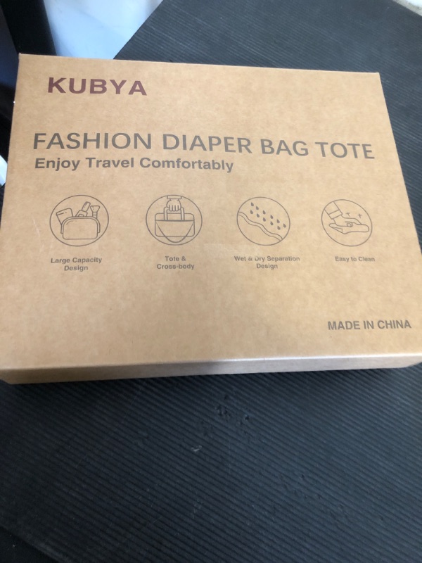 Photo 1 of KUBYA Diaper Bag Tote, Baby Diaper Tote Bags Crossbody Hospital Bag Travel Large Mommy Bag, with Silicone Pacifier Case