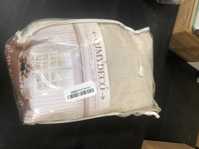 Photo 1 of 70 Inch Extra Wide Blackout Curtains 108 Inches Long for Living Room, Pinch Pleated Natural Linen Textured Boho Curtains Thermal Privacy Sliding Door Drapes Large Window Burg 70"W x 108"L x 2Panels