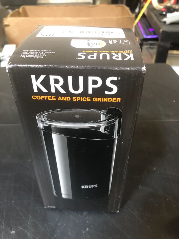 Photo 1 of KRUPS Precision Electric Coffee Grinders: 3 oz Capacity, 200W Motor, Stainless Steel Blades for Uniform Grinding of Coffee Beans, Herbs, Nuts, and Spice Grinder (Black)
