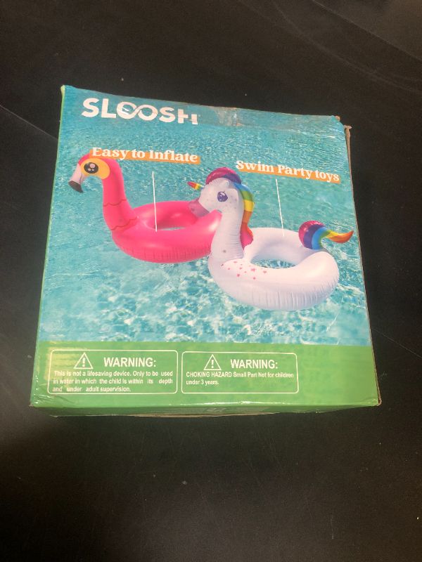 Photo 1 of JOYIN 2-Pack Flamingo Unicorn Pool Float - Fun Floaties Inflatable Swimming Pool Tubes Toys Party Decorations, Summer Vacation Lake Beach Floaty Swim Rings Raft Lounger for Adults & Kids