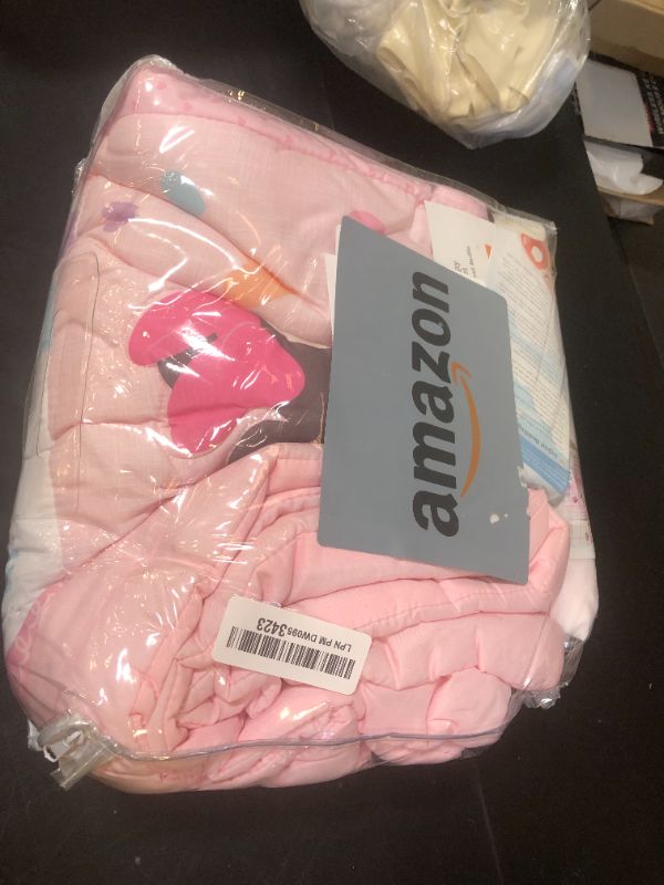 Photo 1 of Disney Minnie Mouse Be Happy Pink, Lavender, Aqua & Orange 3Piece Crib Bedding Set - Comforter, Fitted Crib Sheet & Bed Skirt, Pink, Lavender, Aqua, Orange