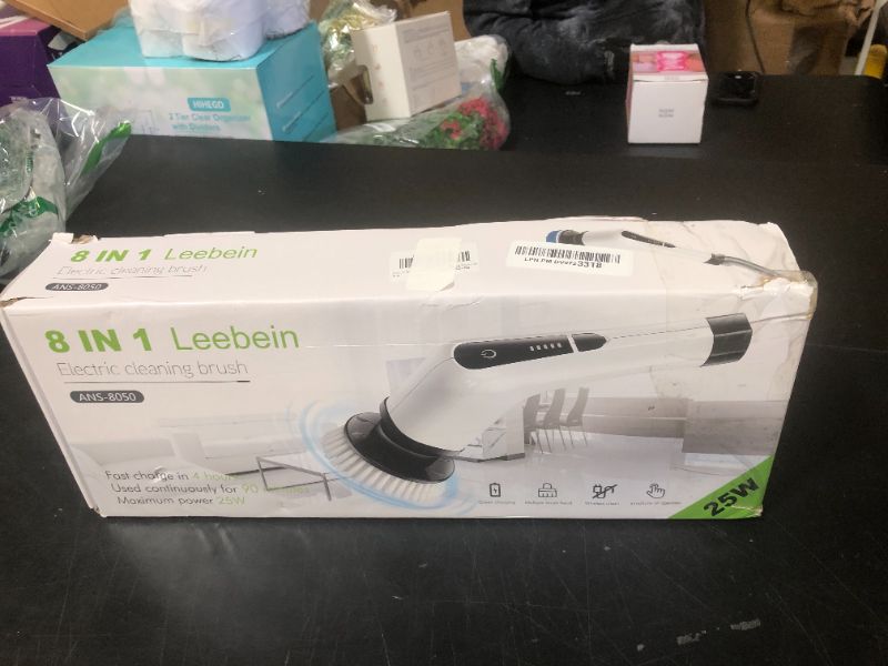 Photo 1 of Leebein Electric Spin Scrubber, Cordless Cleaning Brush with 8 Replaceable Brush Heads, Tub and Floor Tile 360 Power Scrubber Dual Speed with Adjustable & Detachable Handle for Bathroom Kitchen Car