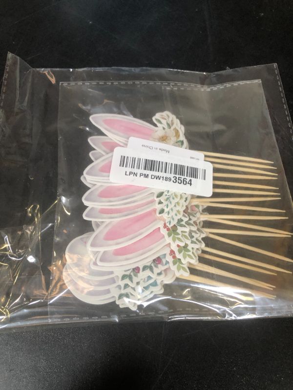Photo 1 of Cyodoos 36 Pack Easter Bunny Ear Cupcake Toppers, Rabbit Ears Cupcake Picks, Easter Day Cake Toppers for Easter Theme Spring Birthday Spring Easter Party Cake Decorations