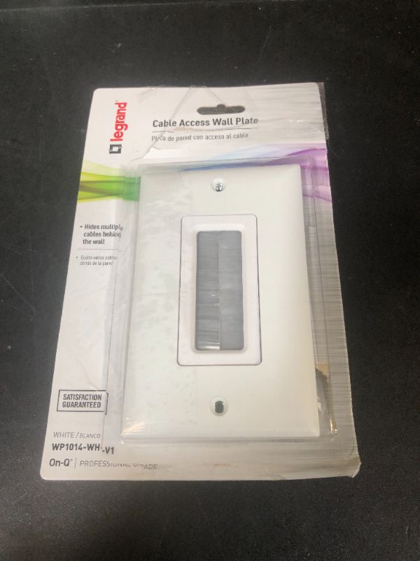 Photo 1 of Legrand - OnQ Cable Access Wall Plate, Recessed Wall Plate Hides Low Voltage Cables Behind the Wall, Cable Wall Plate for Multiple Cords, White, WP1014WHV1