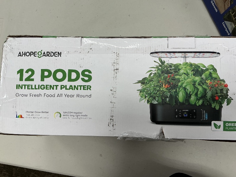 Photo 1 of Ahopegarden Hydroponics Growing System Kit Indoor Herb Garden with Grow Light 12 Pods, with LCD Touch Panel Hydroponic Planter, Planting Height Up to 17", Grower Harvest Fresh Veggie Lettuce, Black