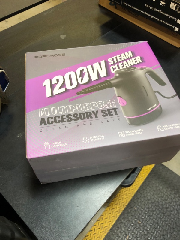 Photo 1 of POPCHOSE Handheld Steam Cleaner for Home, Portable Pressurized Steamer for Cleaning Tile, Grout, Surfaces, Windows, Car, 20S Fast Heat Up, 12 Accessories, Steam Adjustable, Safety Lock, Graypurple