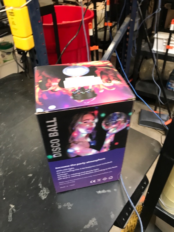 Photo 1 of 10RPM Disco Ball with Motor and 6Inch Mirror Ball — Plug/Battery Operated Disco Motor with 18 LED Beads 4 Color Lights and Remote Control, for Birthday Party, Back to 70s Theme Party Atomosphere