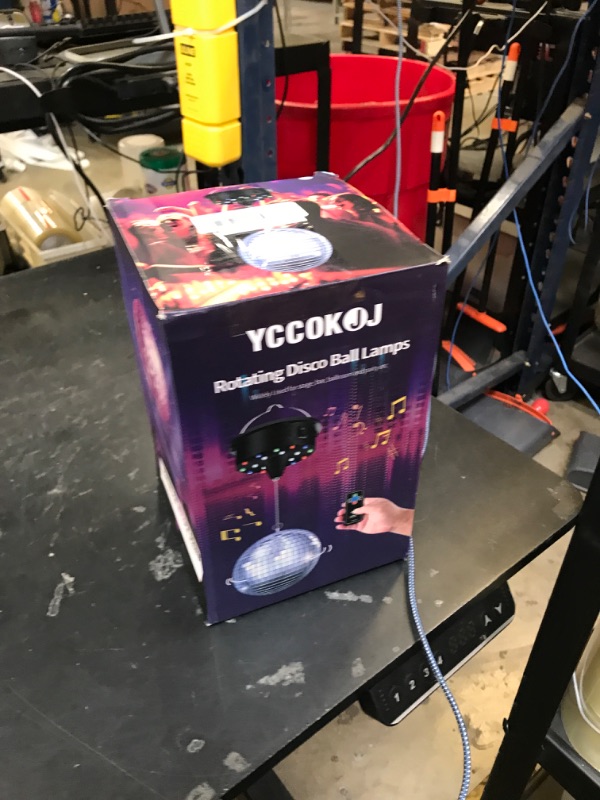 Photo 1 of 10RPM Disco Ball with Motor and 6Inch Mirror Ball — Plug/Battery Operated Disco Motor with 18 LED Beads 4 Color Lights and Remote Control, for Birthday Party, Back to 70s Theme Party Atomosphere