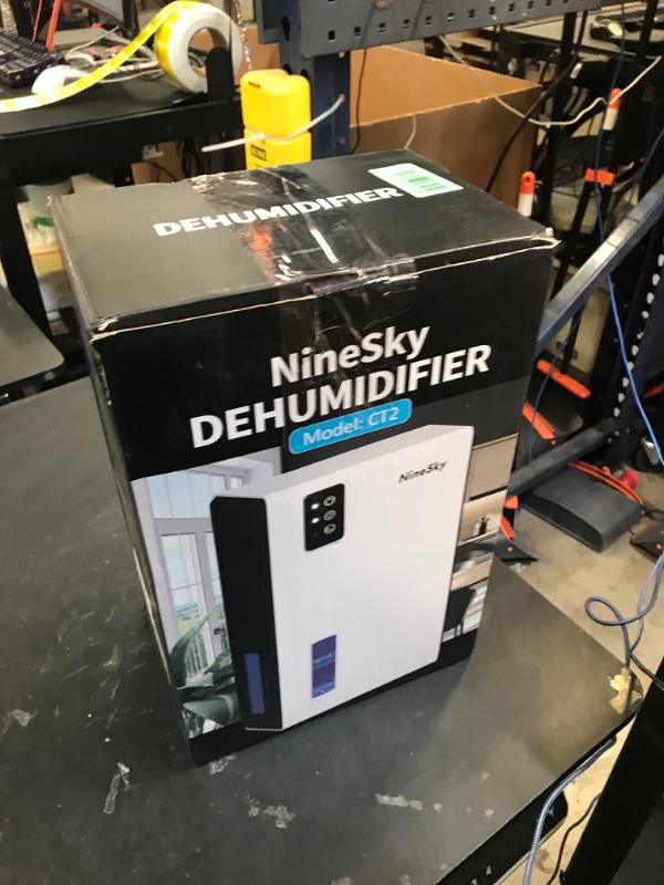 Photo 1 of NineSky Dehumidifier for Home, 95 OZ Water Tank, (1000 sq.ft) Dehumidifiers for Bathroom Bedroom Basement with Auto Shut Off,7 Colors LED Light(White)