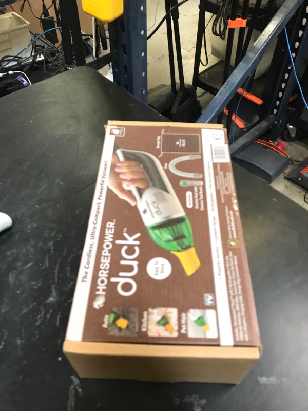 Photo 1 of Duck Compact Cordless Vacuum by Horsepower, Ultra-Powerful, Strong Suction, AS-SEEN-ON-TV, Easy To Store, Rechargeable. Home, Auto, Pet Hair, Fits In Tiny Crevices, Includes Hose, Crevice Tool & Brush