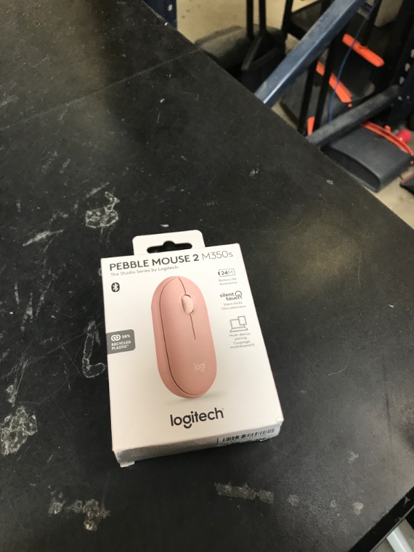 Photo 1 of Logitech Pebble Mouse 2 M350s Slim Bluetooth Wireless Mouse, Portable, Lightweight, Customizable Button, Quiet Clicks, Easy-Switch for Windows, macOS, iPadOS, Android, Chrome OS - Tonal Rose