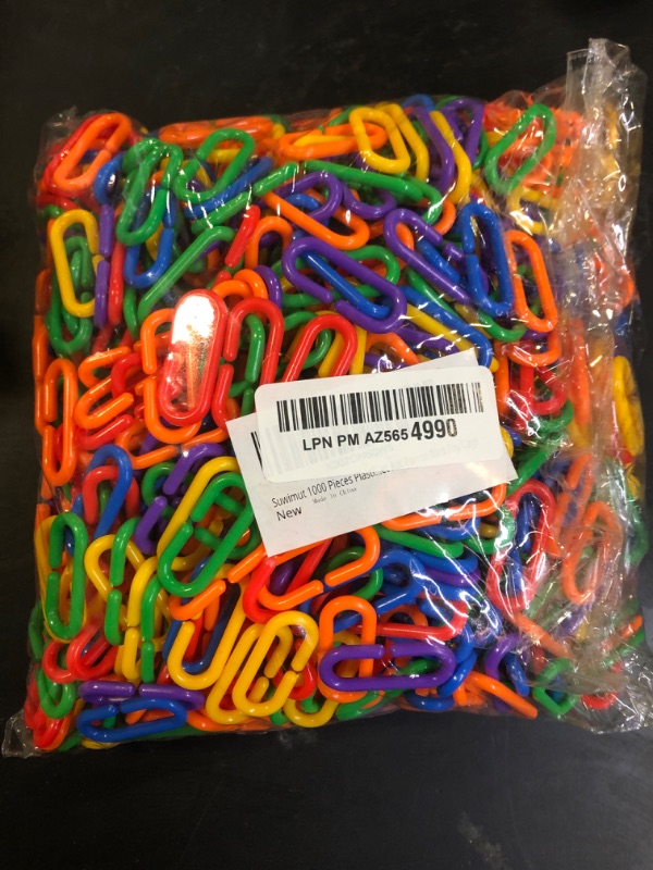 Photo 1 of Suwimut 1000 Pieces Plastic C-Clip Hooks Chain Links, Interchangeable Rainbow C-Links Kids Learning Toys for Classroom Preschool, Sugar Glider Swing Climbing Cage Toys for Small Pet Rat Parrot Bird