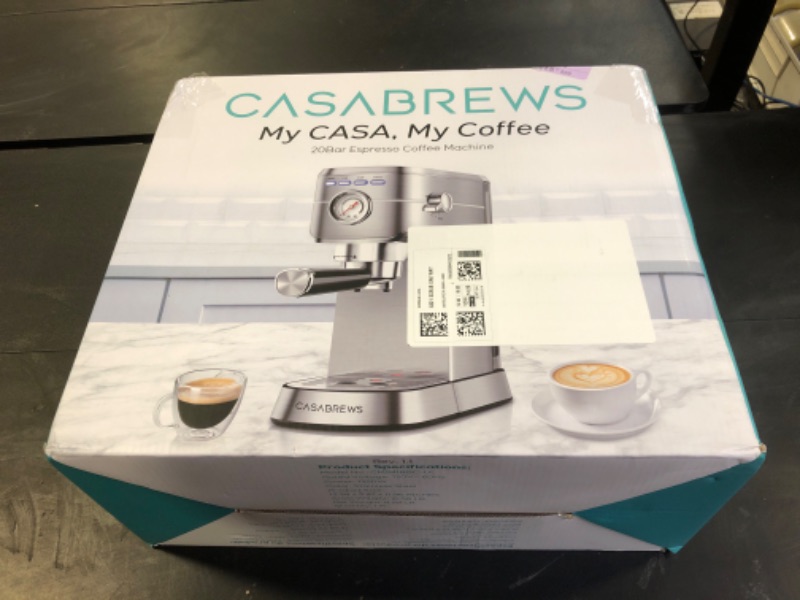 Photo 1 of CASABREWS CM5418 Espresso Machine 20 Bar, Compact Espresso Maker with Steam Milk Frother, Stainless Steel Coffee Machine with 34oz Removable Water Tank for Cappuccino, Latte, Silver