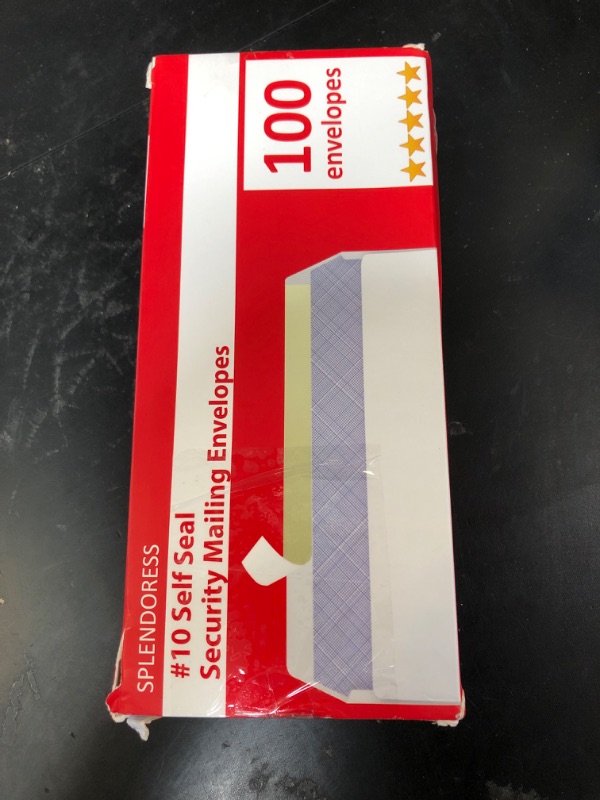 Photo 1 of #10 Envelopes Letter Size Self Seal | 100 Business Mailing Security Peel and Sealing Envelope | 100% Tinted | no 10 White Windowless Legal Regular Plain Envelops Pack | 4-1/8 x 9-1/2 Inches | 24 LB