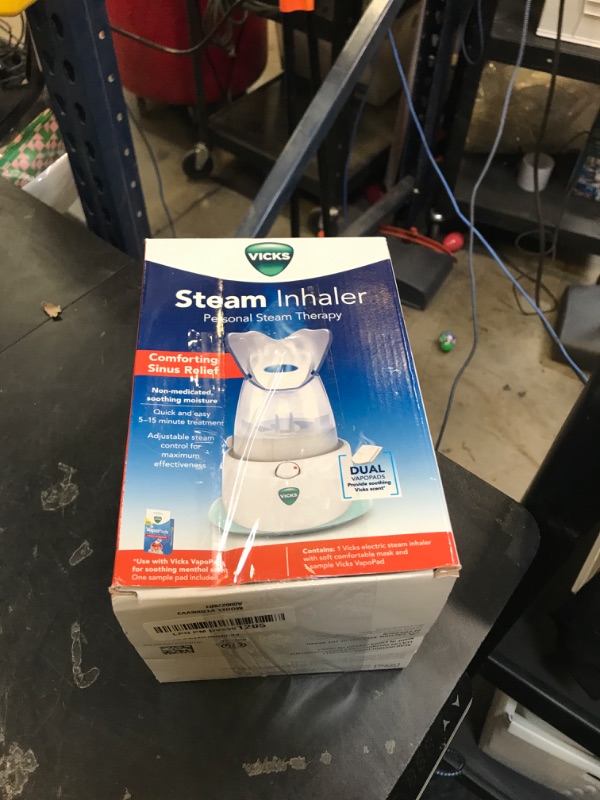 Photo 1 of Vicks V1200 Personal Steam Inhaler with Soft Face Mask for Targeted Steam Relief, Aids with Sinus Problems, Congestion, Cough, Use with Soothing Menthol Vicks VapoPads