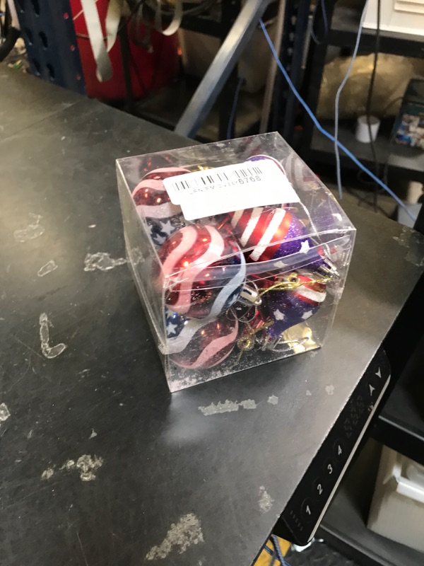 Photo 1 of Sfcddtlg 12 Pcs Patriotic Ornaments Hanging Balls- 4th of July Independence Day Tree Ornaments- Red White Blue Stars Balls for Holiday Wedding Veteran Day Tree Decorations