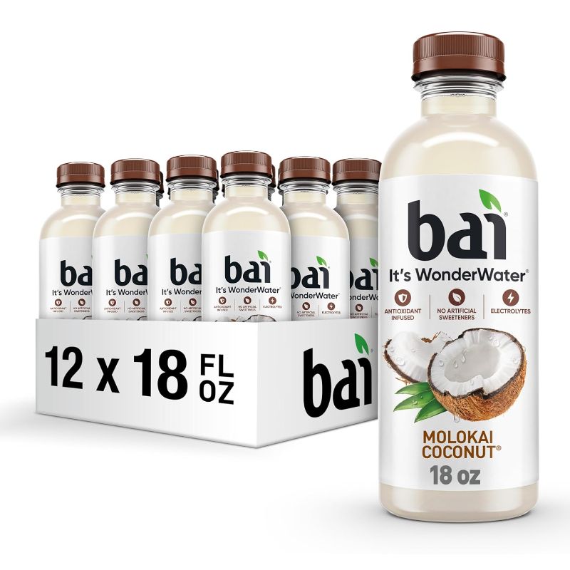 Photo 1 of Bai Antioxidant Infused Water Beverage, Molokai Coconut, with Vitamin C and No Artificial Sweeteners, 18 Fluid Ounce Bottle, 12 Pack