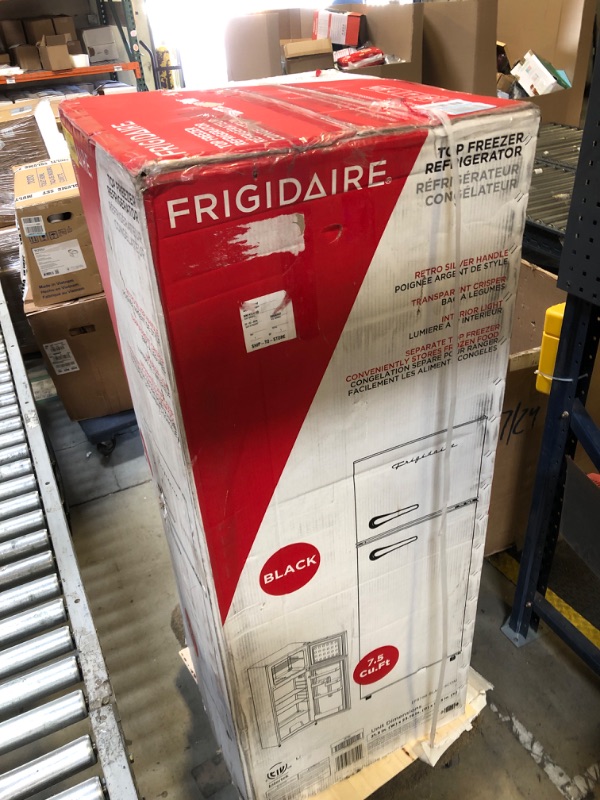 Photo 1 of Frigidaire EFR786 Retro Apartment Size Refrigerator with Top Freezer - 2 Door Fridge with 7.5 Cu Ft of Storage Capacity, Adjustable Spill-Proof Shelves, Door & Crisper Bins, Black