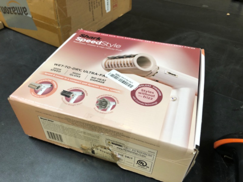 Photo 1 of Shark Hair Dryer SpeedStyle RapidGloss Finisher and High-Velocity Dryer, Ionic Hair Blow Dryer with IQ Speed Styling and Drying Suite, No Heat Damage, Best for Curly and Coily Hair, Silk, HD332