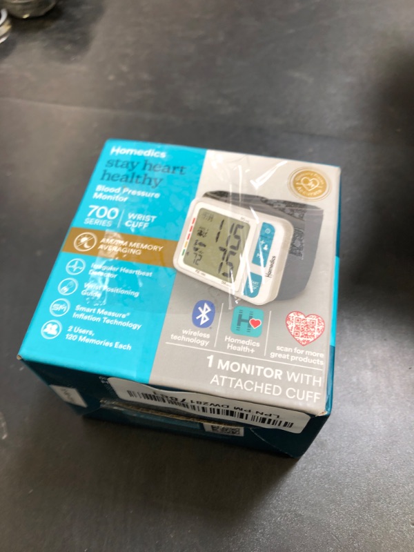 Photo 1 of Homedics 700 Series Wrist Cuff Blood Pressure Monitor for Home Use, One-Touch Operation, Accurate Results, 2 Users, with Bluetooth Wireless Technology to The Homedics Health App