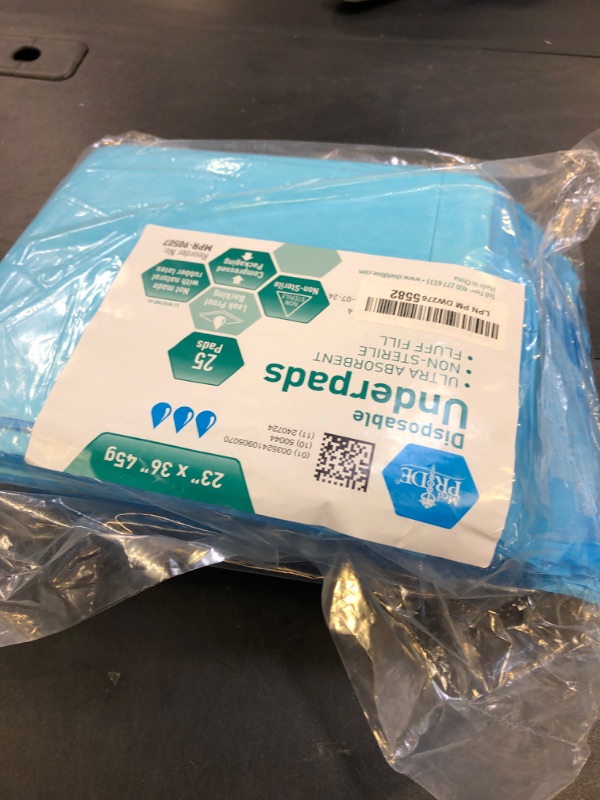 Photo 1 of MED PRIDE Disposable Underpads 23'' X 36'' (25-Count) Incontinence Pads, Chux, Bed Covers, Puppy Training | Thick, Super Absorbent Protection for Kids, Adults, Elderly | Liquid, Urine, Accidents