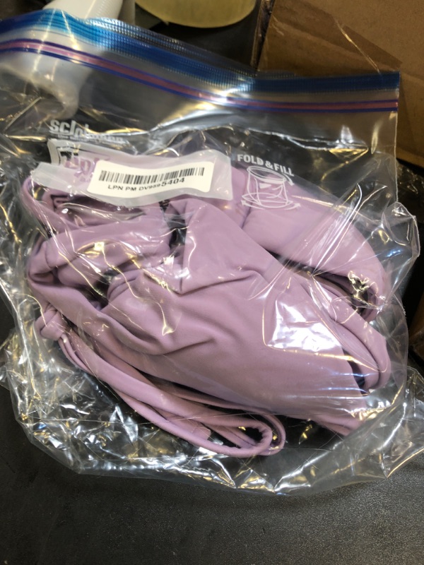 Photo 1 of ZAFUL Women's Tie Back Padded High Cut Bralette Bikini Set Two Piece Swimsuit (1-Light Purple63, M)