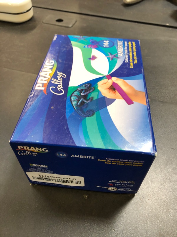Photo 1 of Prang Ambrite Colored Chalk for Paper, Tapered, 3.188 x 0.438 Inches, Box of 144 Sticks, 19 Assorted Colors (51000)