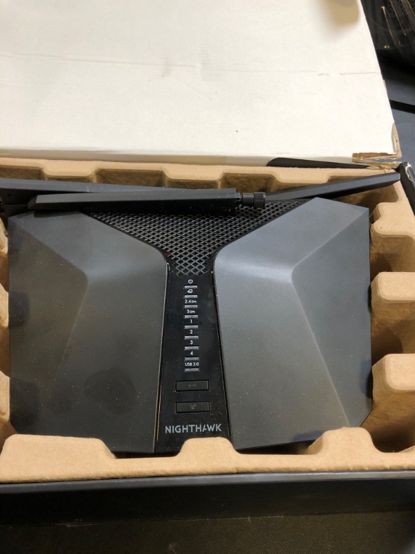 Photo 1 of NETGEAR Nighthawk 6-Stream Dual-Band WiFi 6 Router (RAX54S) – Security Features, AX5400 Wireless Speed, Up to 5.4 Gbps, Covers up to 2,500 sq. ft., 25 Devices - 1-Year Armor Subscription Included