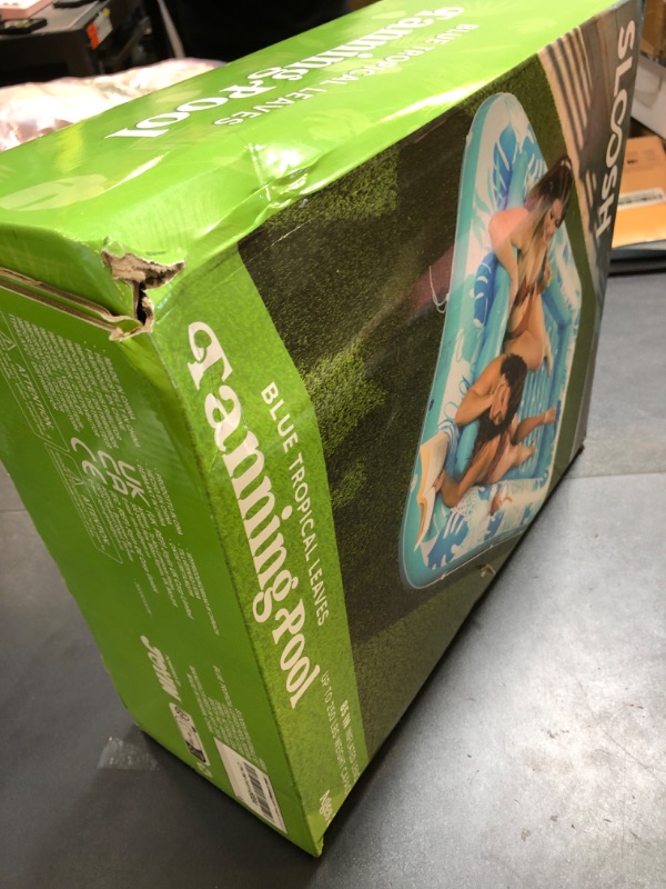 Photo 1 of SLOOSH Inflatable Tanning Pool Lounger Float, 85" x 57" Extra Large Pool Floats Adult with Pillow, 4 in 1 Suntan Tub Raft Floatie,Sunbathing Bed Lounge for Water Blow Up Ball Pit Party Gifts, XL-Blue