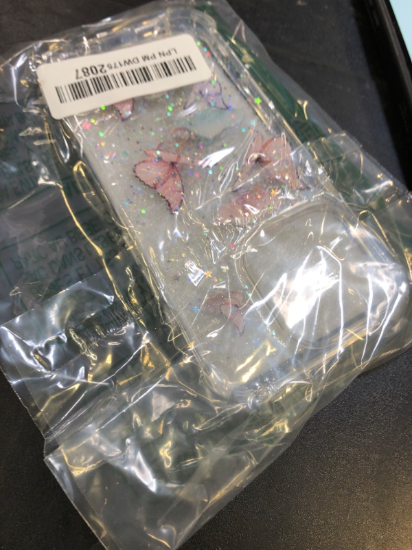 Photo 1 of Changjia for iPhone 16 Pro Clear Glitter Butterfly Case, Cute Bling Sparkle Shiny Stars Soft Silicone TPU Bumper Four Corners Shockproof Protective Case for Women Girls for iPhone 16 Pro 6.3" (Pink)