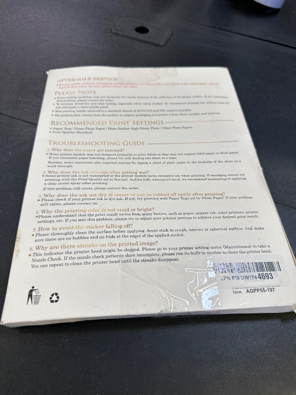 Photo 1 of A-SUB 55 Sheets Vinyl Sticker Paper for Inkjet Printer - Glossy Printable Vinyl 8.5x11 Inch Waterproof Sticker Paper for DIY Any Decal You Like