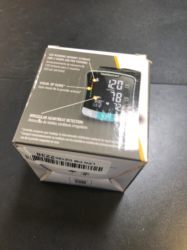 Photo 1 of HealthSmart Digital Premium Wrist Blood Pressure Monitor with Cuff That Measures Pulse Heartbeat and High or Low BP, 120 Reading Memory Stores Up to 60 Readings for 2 Users