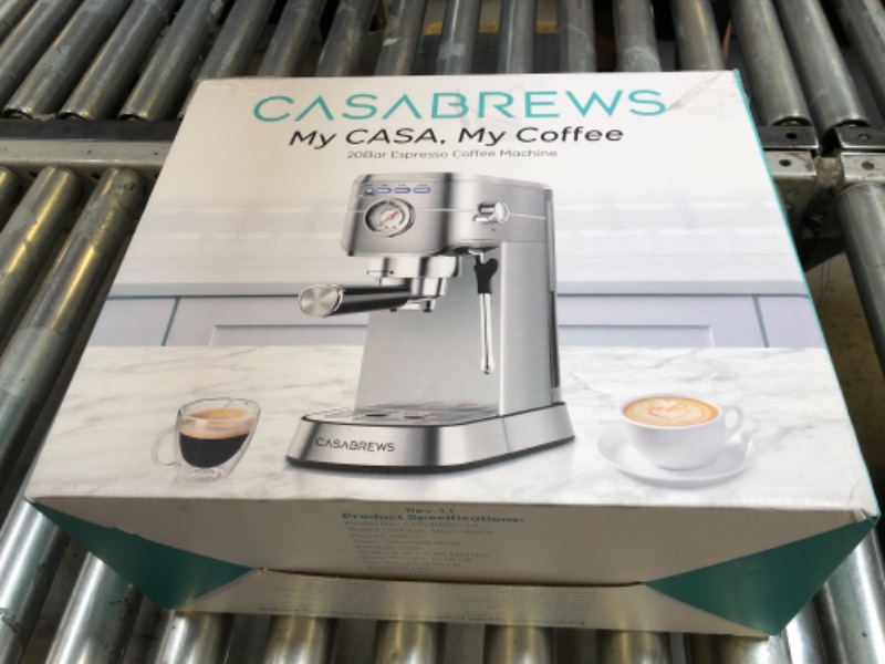 Photo 1 of CASABREWS CM5418 Espresso Machine 20 Bar, Compact Espresso Maker with Steam Milk Frother, Stainless Steel Coffee Machine with 34oz Removable Water Tank for Cappuccino, Latte, Silver