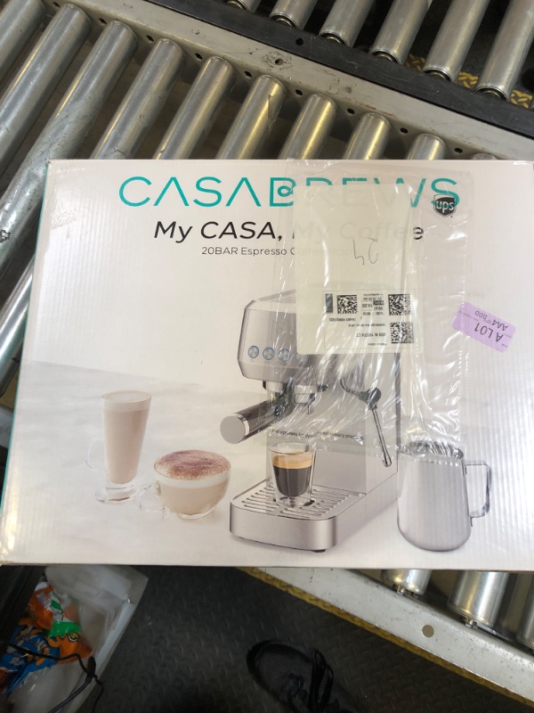 Photo 1 of CASABREWS 3700 Essential Espresso Machine 20 Bar, Stainless Steel Cappuccino & Latte Machine with Steam Frother for Home, 43.9oz Water Tank, Silver