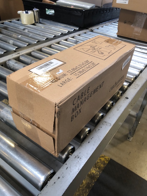 Photo 1 of Cable Management Box 2 Pack with 16 Cable Clips Set-Large & Medium & Small Wooden Style Cable Organizer Box to Hide Wires&Power Strips | Cord Organizer Box | Cable Organizer for Home & Office [White]