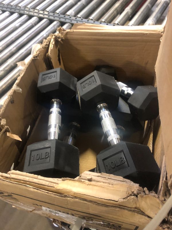 Photo 1 of Hex Dumbbells Rubber Coated Hand Weights Set for Exercises and Fitness, Including 5lb, 10lb, 15lb, 20lb, 25lb Pair Set