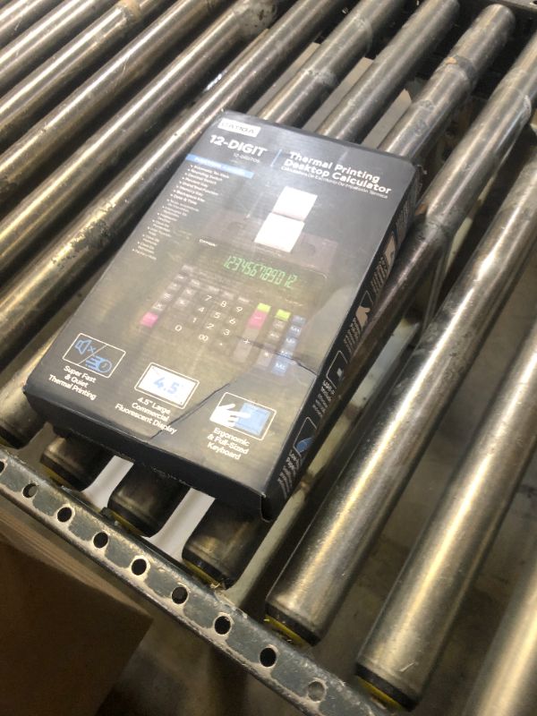 Photo 1 of CATIGA 12 Digit Thermal Printing Calculator with Tape Print Out, Ink-Free Adding Machine, 5X Faster Quite at 8.0 LPS, Extra Large Fluorescent Display, Tax Calculation with Clock and Calendar, SP-2401