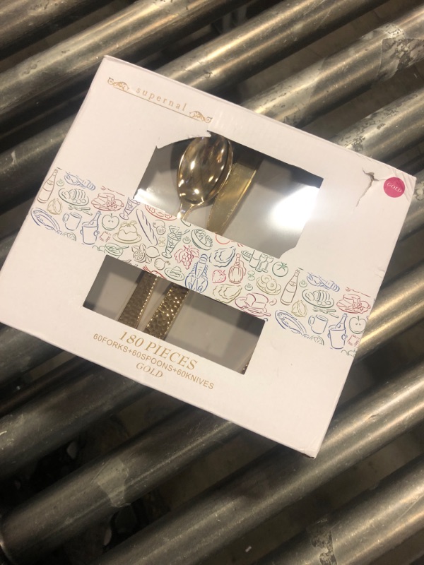 Photo 1 of Supernal 180 pieces Gold Plastic Silverware,Heavy Duty Plastic Forks and Spoons,Gold Disposable Silverware Sets Include 60 Forks,60 Knives,60 Spoons,Suitable for Party,Birthday,Wedding