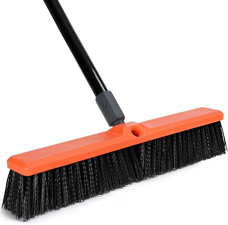 Photo 1 of TreeLen 18 inch Push Broom Outdoor - Heavy Duty Broom for Driveways, Sidewalks, Patios and Deck Cleans Dirt, Debris, Sand, Mud, Leaves and Water-18 Wide Bristles