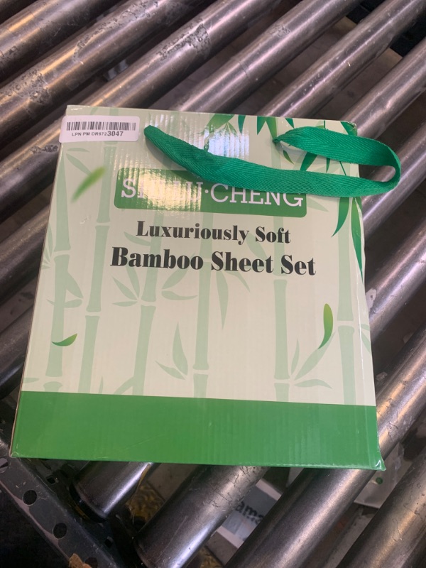 Photo 1 of Shilucheng 4 Piece Queen Sheet Sets, Cooling Sheets, Blend Rayon Derived from Bamboo, Deep Pocket Up to 16", Breathable & Soft Bed Sheets, Hotel Silky Bedding Set, Dark Grey