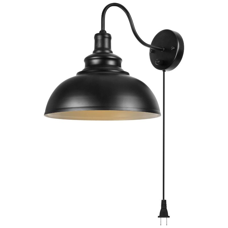 Photo 1 of Gooseneck Wall Lamp Black Industrial Vintage Farmhouse Wall Sconces Lighting Wall Light Fixture with Plug in Cord and On Off Switch for Bedroom Nightstand