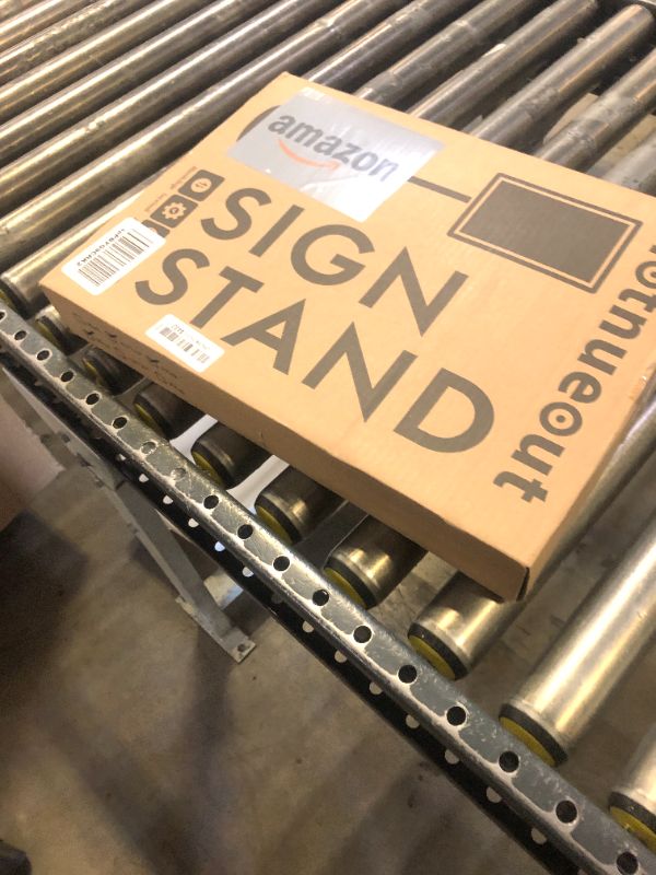 Photo 1 of Hotnueout Sign Holder - 8.5x11 Adjustable Sign Stand Poster Holder with Heavy Metal Base for Floor Sign Standing Display, 360° Rotation Pedestal Floor Stand for Business Restaurant Mall (Sliver)