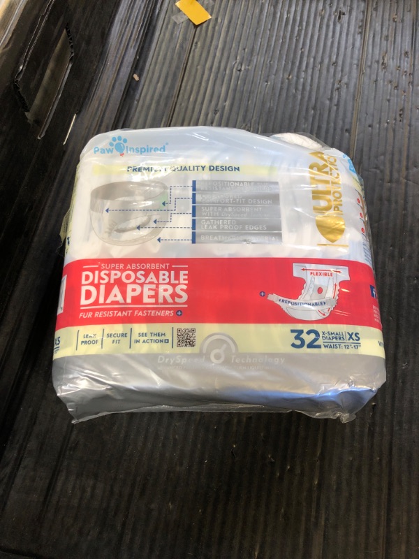 Photo 1 of Paw Inspired 32ct Disposable Dog Diapers | Female Dog Diapers Ultra Protection | Diapers for Dogs in Heat, Excitable Urination, or Incontinence (X-Small)