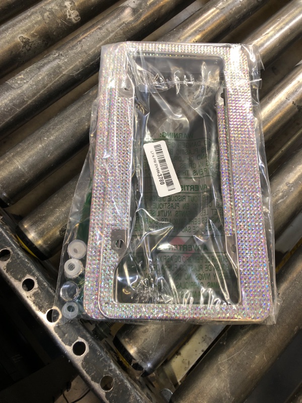 Photo 1 of Bling License Plate Frames with High End Ribbon Gift Box,2 Pack Rhinestone License Plate Frame,Handcrafted Crystal Premium Stainless Steel Bling License Plate Frame for Women,Birthday